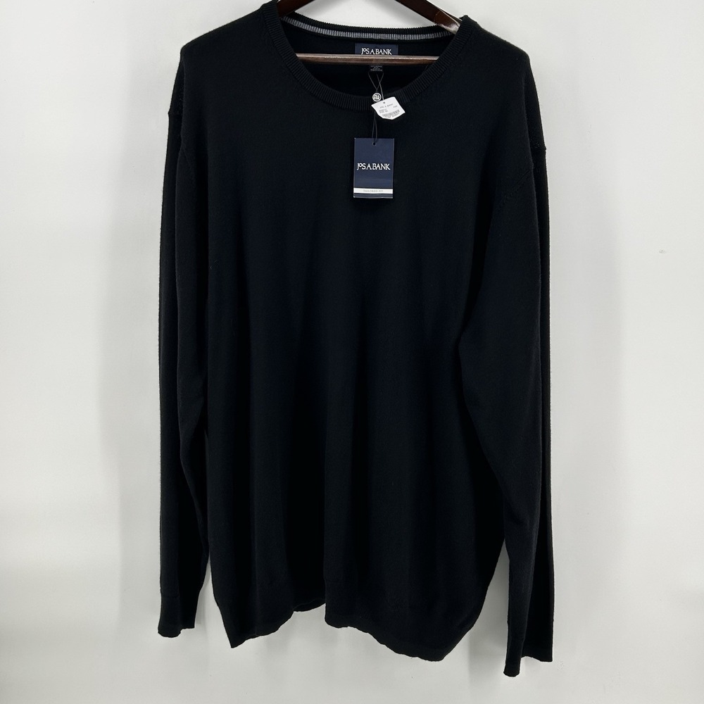 Jos A Bank Merino Wool Sweater Mens 3X Black Tailored Fit Crewneck NWT